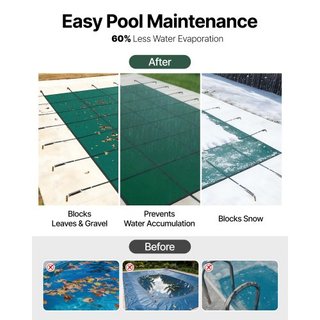 Cubierta de Seguridad para Piscina que se Ajusta a Piscinas Rectangulares Inground de 18x36 pies, Cubierta de Seguridad para Piscina con Agujeros de Drenaje, Cubierta de Malla Sólida para Piscina,...