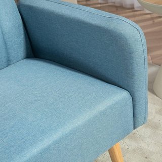 Sofá Cama de 2 Plazas, Moderno, Sofá Cama Plegable, Tapizado en Lino Sintético, Con Respaldo Regulable en 3 Niveles y Brazos Extraíbles para Sala de Estar Oficina 173 X 75 X 73 Cm, Azul