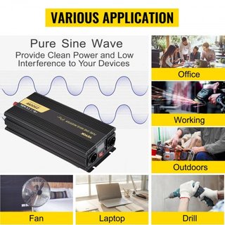Inversor de Onda Pura 2500W Inversor de Potencia DC 12V AC 230V, Inversor de Coche con Puerto USB Pantalla LCD Control Remoto, Protecciones de Seguridad, Convertidor de Potencia para RV Camiones B...
