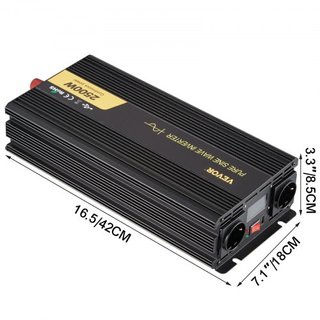 Inversor de Onda Pura 2500W Inversor de Potencia DC 12V AC 230V, Inversor de Coche con Puerto USB Pantalla LCD Control Remoto, Protecciones de Seguridad, Convertidor de Potencia para RV Camiones B...