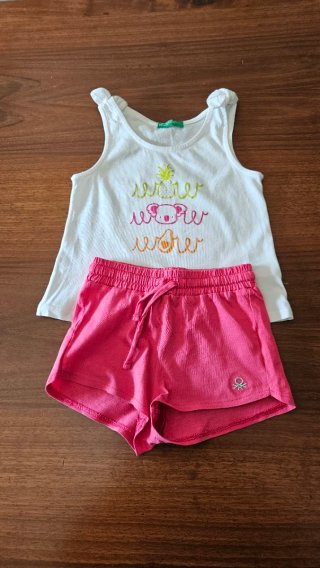 Set Benetton bambina canotta e shorts