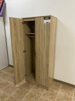 Armario básico de 2 puertas - 80 cm de ancho - Disponible en blanco o madera