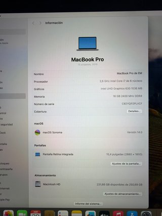MacBook Pro 15 2019 i7 16GB RAM 256GB SSD