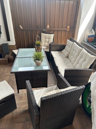 Conjunto Mesa y Asientos Jardín Ratán