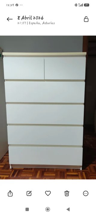 Cómoda Malm Ikea Blanca. 6 cajones. No envío.