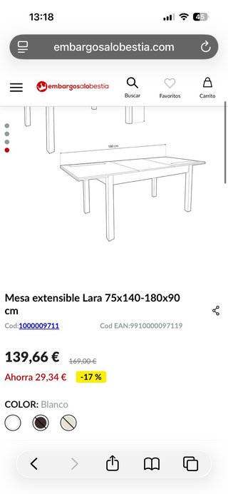 Mesa de comedor blanca y negra extensible