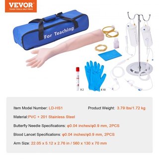 Kit de Práctica de Flebotomía, Kit de Entrenamiento Intravenoso de Venopunción, Kit de Brazo de Práctica IV de Alta Simulación con Bolsa de Transporte, Practica y Perfecciona Habilidades IV, para ...