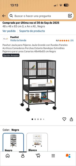 Jaula para loros y pájaros