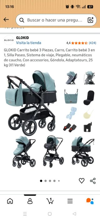 Carrito bebé GLOKID 3 piezas