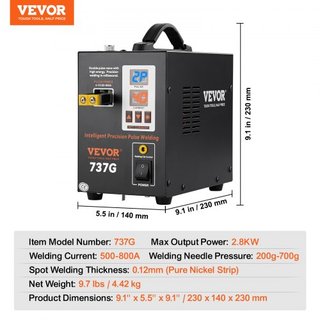 Soldador de Puntos de Batería, Soldador de Pulsos 737G, Máquina de Soldadura de Batería Portátil de Alta Potencia Estación de Soldadura con 2 Modos de Soldadura y Iluminación LED para Cinta de Níq...