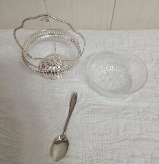 Salsera de alpaca y cristal