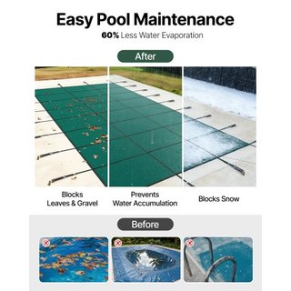 Cubierta de Seguridad para Piscina 5.48 x12.8 m, Cubierta para Piscina Inground adecuada para Piscina de 4.88 x12.19 m, Cubierta de Seguridad Rectangular para Piscina Inground Cubierta de Malla Ve...