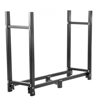 Soporte para leña, soporte para leña de 6 pies al aire libre, soporte para leña negro, soporte de madera de acero para exteriores, soporte para leña con capacidad de carga de 1300 lbs, soporte par...