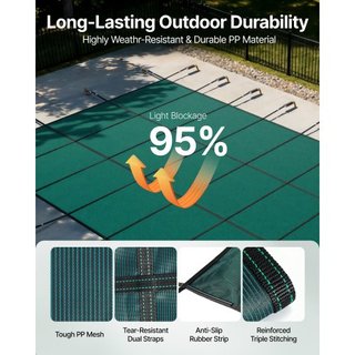 Cubierta de Seguridad para Piscina 5.5 x 11.6 m, Cubierta para Piscina Inground adecuada para Piscina de 4.9 x 11 m, Cubierta de Seguridad Rectangular para Piscina Inground, Cubierta de Malla Verd...