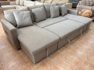 Sofá Cama Rinconera Gris con Doble Arcón