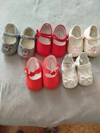Lote 5 pares de Zapatos Bebé Niña sin suela