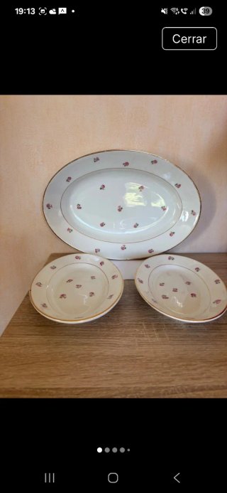 3 Bandejas Porcelana Francesa Rosas
