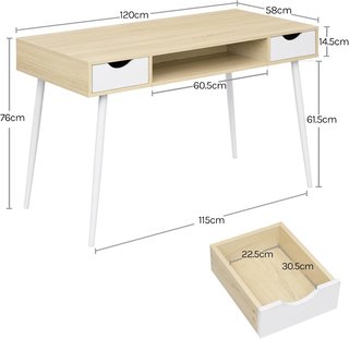 Escritorio madera y metal blanco