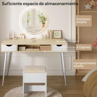 Escritorio madera y metal blanco