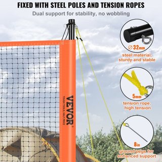 Juego de Voleibol y Bádminton, Red de Bádminton Portátil para Exterior, Postes de Acero de Altura Ajustable, Juego Profesional con Voleibol de PVC, Bomba, Bolsa de Transporte, Montaje Fácil para P...
