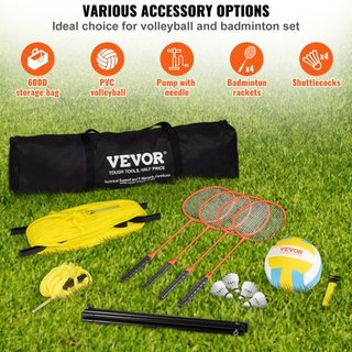 Juego de Voleibol y Bádminton, Red de Bádminton Portátil para Exterior, Postes de Acero de Altura Ajustable, Juego Profesional con Voleibol de PVC, Bomba, Bolsa de Transporte, Montaje Fácil para P...