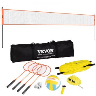 Juego de Voleibol y Bádminton, Red de Bádminton Portátil para Exterior, Postes de Acero de Altura Ajustable, Juego Profesional con Voleibol de PVC, Bomba, Bolsa de Transporte, Montaje Fácil para P...