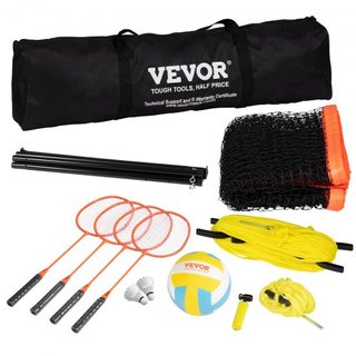 Juego de Voleibol y Bádminton, Red de Bádminton Portátil para Exterior, Postes de Acero de Altura Ajustable, Juego Profesional con Voleibol de PVC, Bomba, Bolsa de Transporte, Montaje Fácil para P...