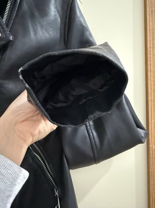 Cazadora Biker Negra Sintética Talla S