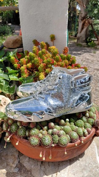 Deportivas plateadas con brillo