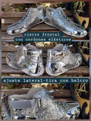 Deportivas plateadas con brillo