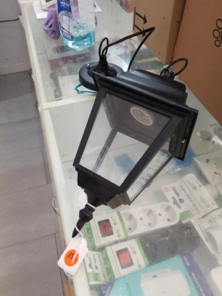 Farol colgante negro metal y cristal