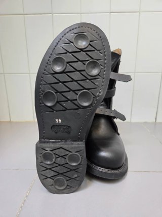 Botas militares piloto negras de cuero con hebilla