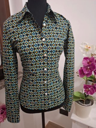 Camicia vintage donna Andrea Hinnen fantasia geome