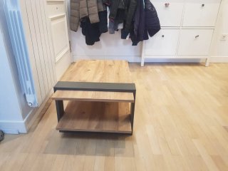 Mesa de centro madera y metal 37x80x50