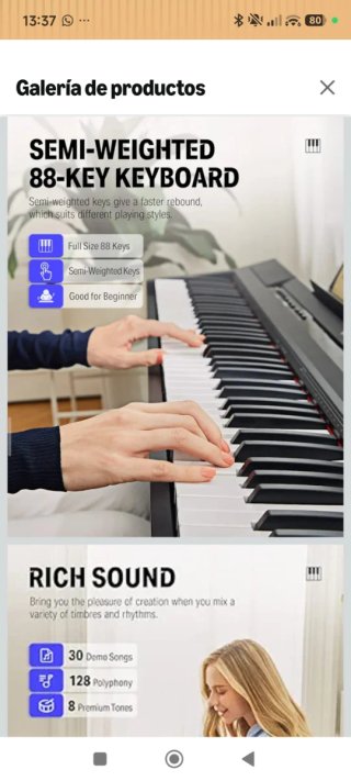 Piano Digital Donner DEP-10 88 Teclas SemiContrap