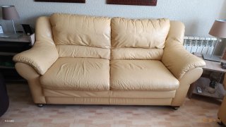 Sofá 3+2 piel mostaza