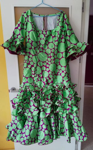 Traje Flamenca Lunares Verde y Morado