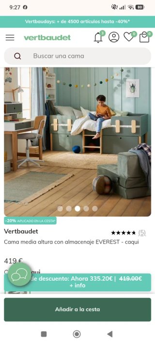 Cama infantil Vertbaudet con cajones
