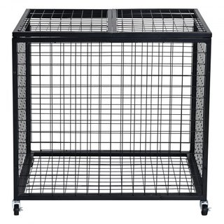 Carro de Almacenamiento de Pelotas Deportivas Rodante, Jaula para Baloncesto con Doble Tapa, Organizador de Equipos Deportivos para Uso Interior y Exterior, Estante de Almacenamiento de Acero para...