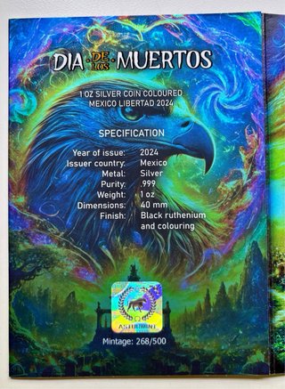 Moneda PLATA 1 oz México Día de Muertos 2024 COLOR