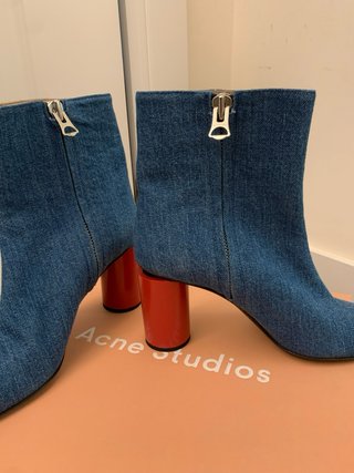 Botines Acne Studios Denim Tacón Rojo
