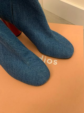 Botines Acne Studios Denim Tacón Rojo