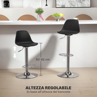 Conjunto de 2 Taburetes de Bar con Altura Regulable, Taburetes de Cocina Altos en PU con Respaldo, Reposapiés y Asiento Suave, Estructura de Acero, Sillas de Bar Altas Giratorias a 360°, para Pení...