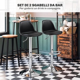 Conjunto de 2 Taburetes de Bar con Altura Regulable, Taburetes de Cocina Altos en PU con Respaldo, Reposapiés y Asiento Suave, Estructura de Acero, Sillas de Bar Altas Giratorias a 360°, para Pení...