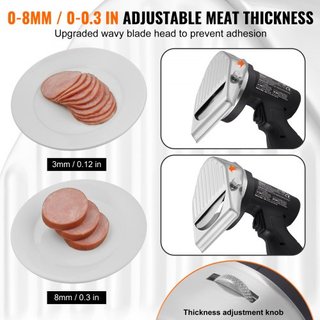 Cuchillo de Shawarma Eléctrico, Cuchillo Turco Profesional Inalámbrico de 80W, Cortador de Gyro de Acero Inoxidable Comercial, Cortador de Carne Doner Kebab con 2 Cuchillas, Φ4"/100mm, Grosor Ajus...