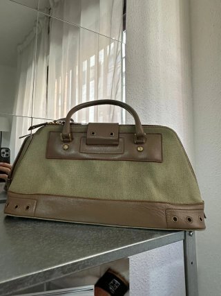 Bolso Dior Piel y Lona Marrón Verde