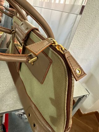Bolso Dior Piel y Lona Marrón Verde
