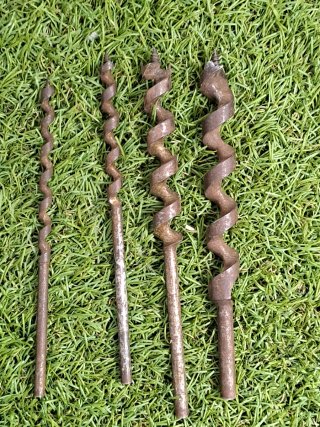 Lote 4 brocas antiguas madera