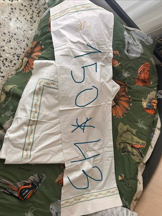 Sábana blanca con bordado floral