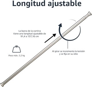 Barra ajustable per tende doccia Amazon Basics in nichel